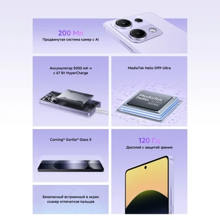Смартфон 6.67" Xiaomi Redmi Note 14S 8/128Gb Aurora Purple 
