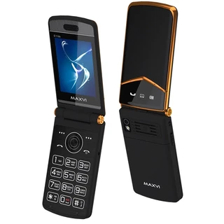 Сотовый телефон Maxvi E11ds, черный/золотистый 