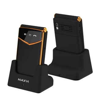 Сотовый телефон Maxvi E11ds, черный/золотистый 