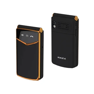 Сотовый телефон Maxvi E11ds, черный/золотистый 