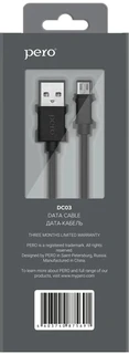Кабель PERO DC-03 USB2.0 Am - microUSB 1.0м, 2.0A, черный 