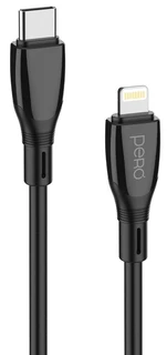 Кабель PERO DC11 PD USB Type-C - Lightning, 2 м, 3A, черный 