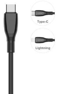 Кабель PERO DC11 PD USB Type-C - Lightning, 2 м, 3A, черный 