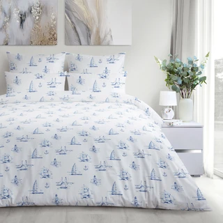 Комплект постельного белья Магия Сна Regatta blue Евро, сатин, наволочки 50х70 см 