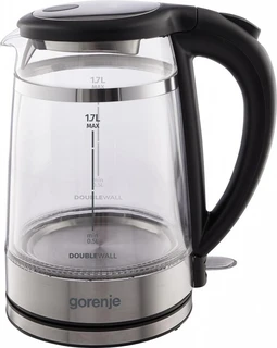 Чайник Gorenje K17GDW, черный/серебристый 