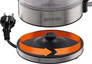 Чайник Gorenje K17GDW, черный/серебристый 