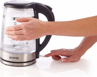 Чайник Gorenje K17GDW, черный/серебристый 