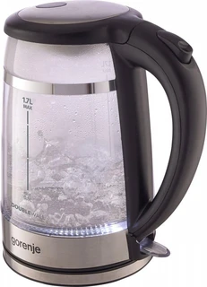 Чайник Gorenje K17GDW, черный/серебристый 