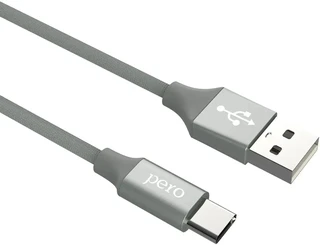 Кабель PERO DC-02 USB2.0 Am - USB Type-C 1.0м, 2.0A, серый 
