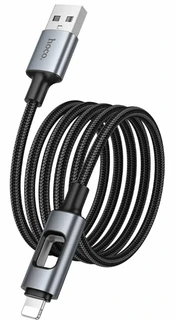 Кабель Hoco U144 USB2.0 Am - Lightning, Led-подстветка, 1.2м, 2.4А, черный 