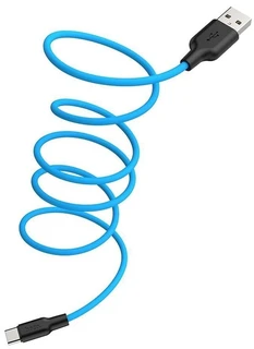 Кабель Hoco X21 Silicone USB2.0 Am - USB Type-C, 1 м, 3A, черный/синий 