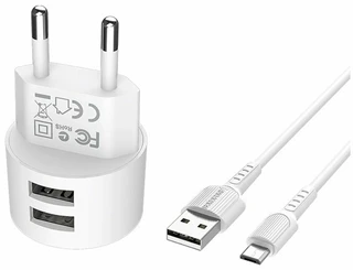 Сетевое зарядное устройство Borofone BA23A Brilliant, белый 