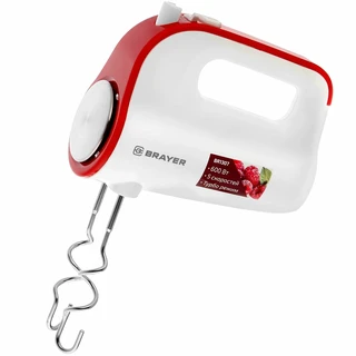 Миксер ручной BRAYER BR1307, белый/красный 