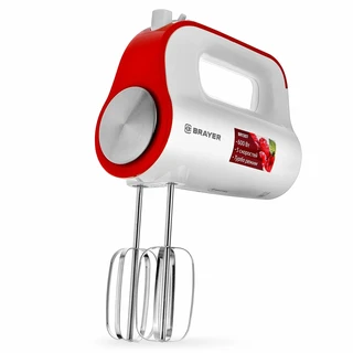 Миксер ручной BRAYER BR1307, белый/красный 