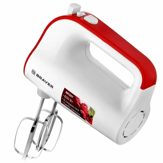 Миксер ручной BRAYER BR1307, белый/красный 