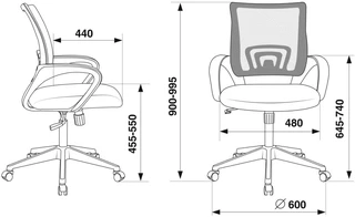 Кресло офисное Бюрократ CH-695N/DG/TW-11, серый/чёрный 