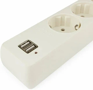 Сетевой фильтр Гарнизон ECL-5-U2-W-1.8, 1.8 м, белый 