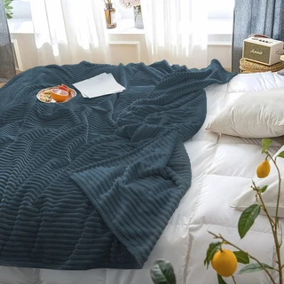 Плед Vse DOMA Полоса 150х200 см, велсофт, синий 