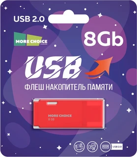 USB‑накопитель More Choice MF8 8Гб, красный 