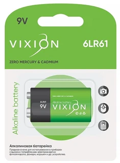 Батарейка Vixion Крона 6LR61, 1 шт 