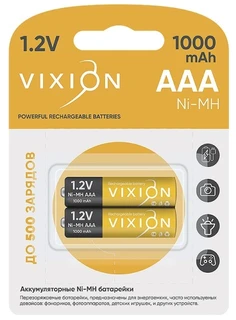 Батарейка аккумуляторная AAA Vixion 1000 мАч, 2 шт 