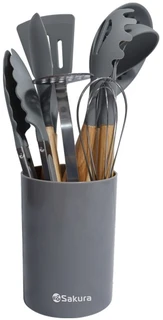 Набор кухонных принадлежностей Sakura SA-KW100G + корзина-дуршлаг Sakura SA-ST06-28, 11 предметов 