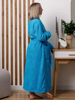 Халат махровый Голубой, размер: 48-50, с шалевым воротником 