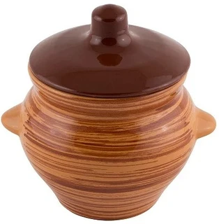 Горшок для запекания Борисовская керамика Полосы, коричневый 