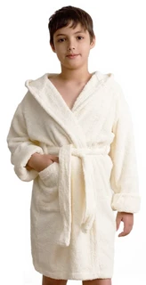 Халат махровый детский Белый, размер: 26, с капюшоном 