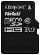 Карта памяти MicroSD Kingston 16Gb Class 10 UHS-I + адаптер SD (SDCS/16GB) вид 1