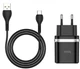 Сетевое зарядное устройство hoco C12Q Smart Black + кабель Type-C вид 2