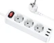 Сетевой фильтр Hoco NS2, 3 розетки, 3xUSB, 1.8 м, белый вид 1