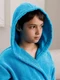 Халат махровый детский Голубой, размер: 38, с капюшоном вид 5