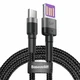 Кабель Baseus Cafule USB-A 2.0 - USB-C 1 м, 5 А, черный/серый (BAS-CATKLF-PG1) вид 1